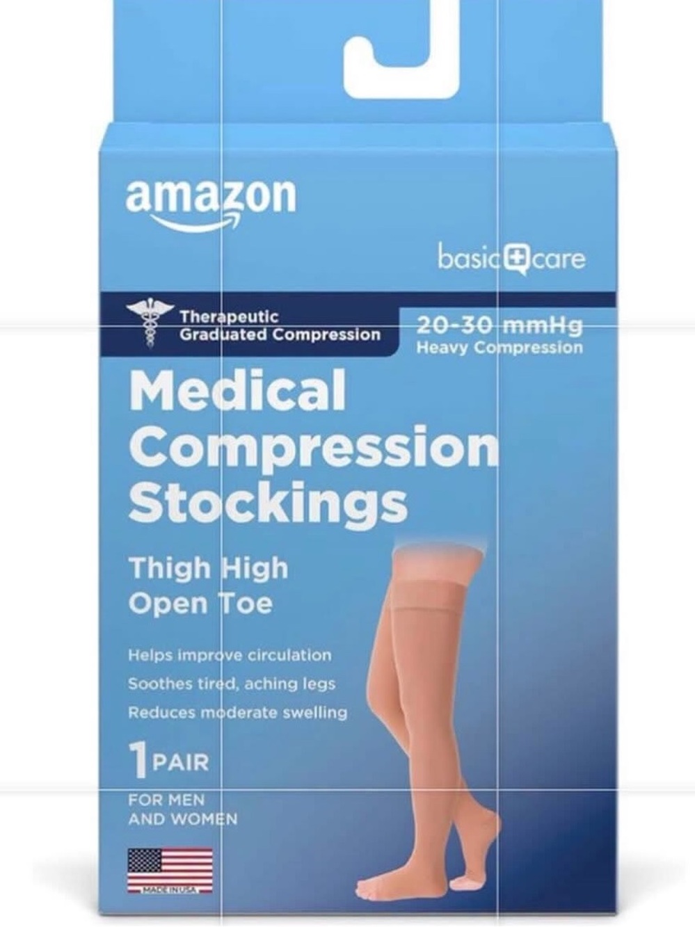 Beige Medical Compression Stockings - Thigh High Open Toe 20-30 mmHg beige XL
